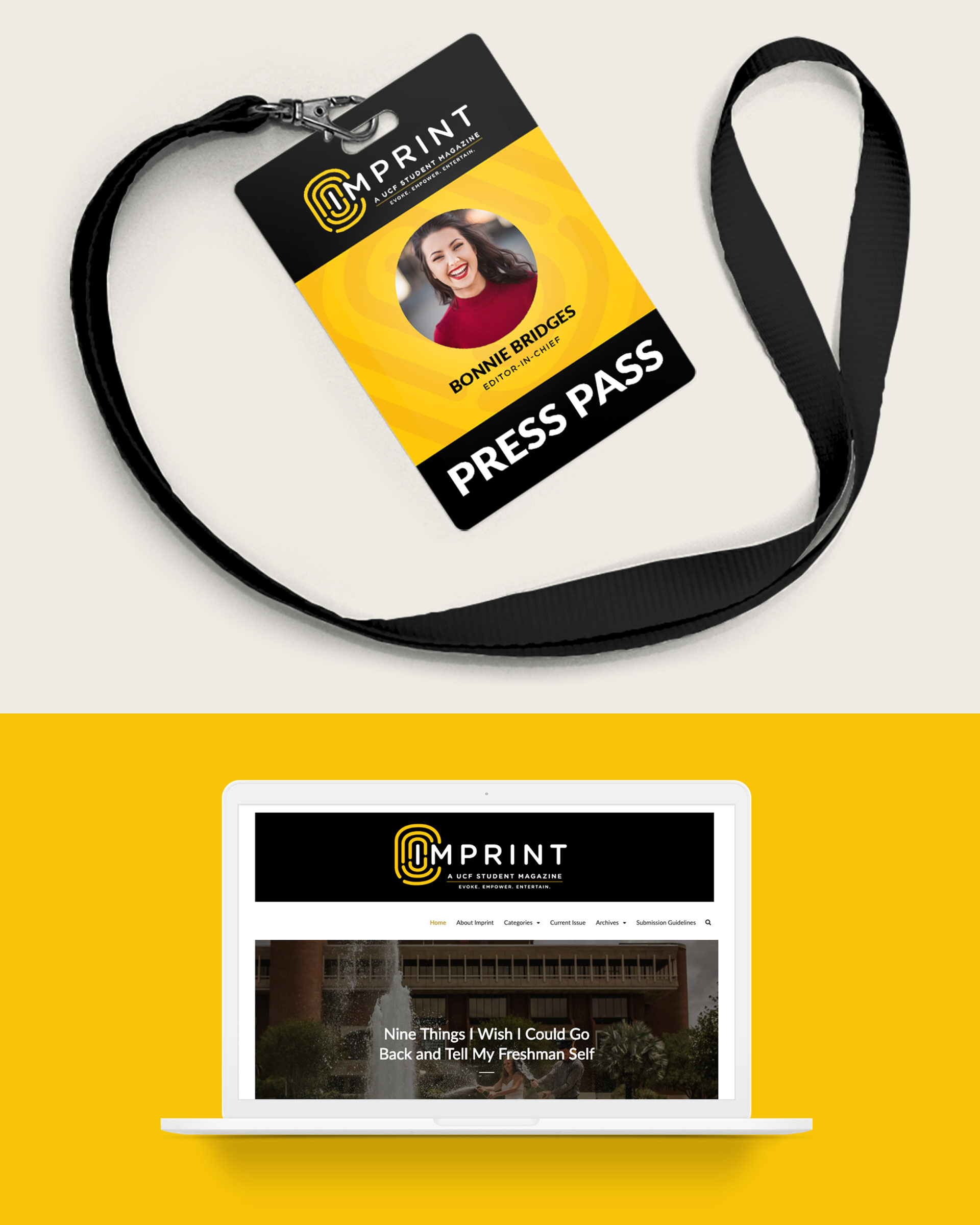 Press pass and website screenshot