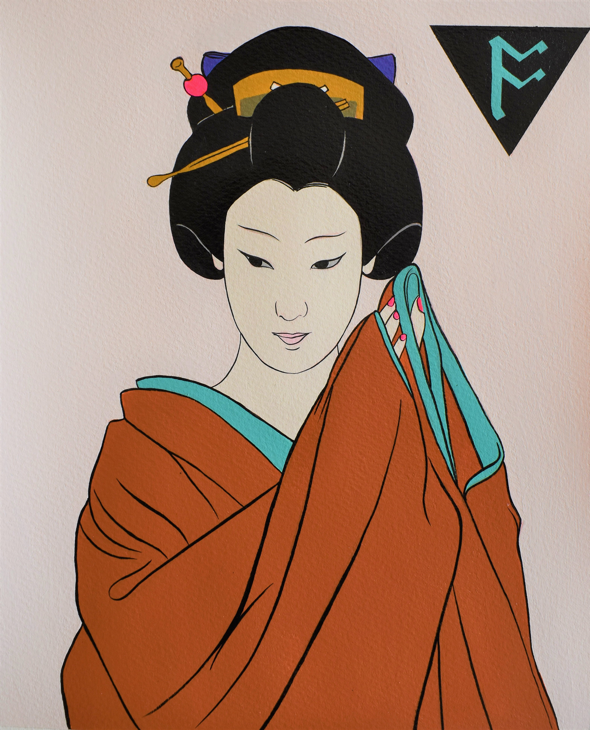 Shaolin - 2020, Acrylic and ink on paper 33x24cm