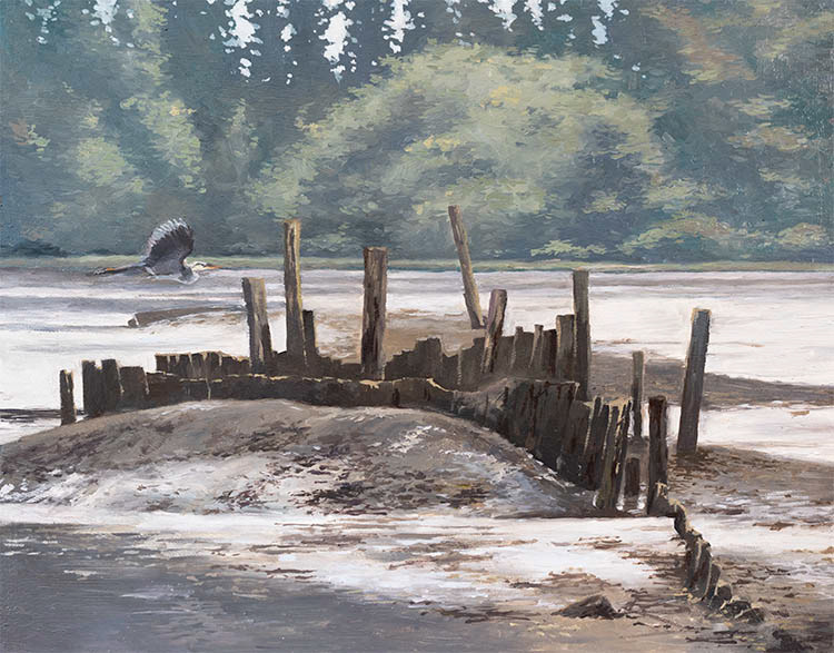 "Flight over the Past" / Oil on Board / 11" x 14" / Available at Empty Wall Gallery