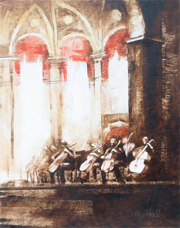 "The Orchestra is Getting Ready" / Oil on Board / 14" x 11" / $690 CAD (F)