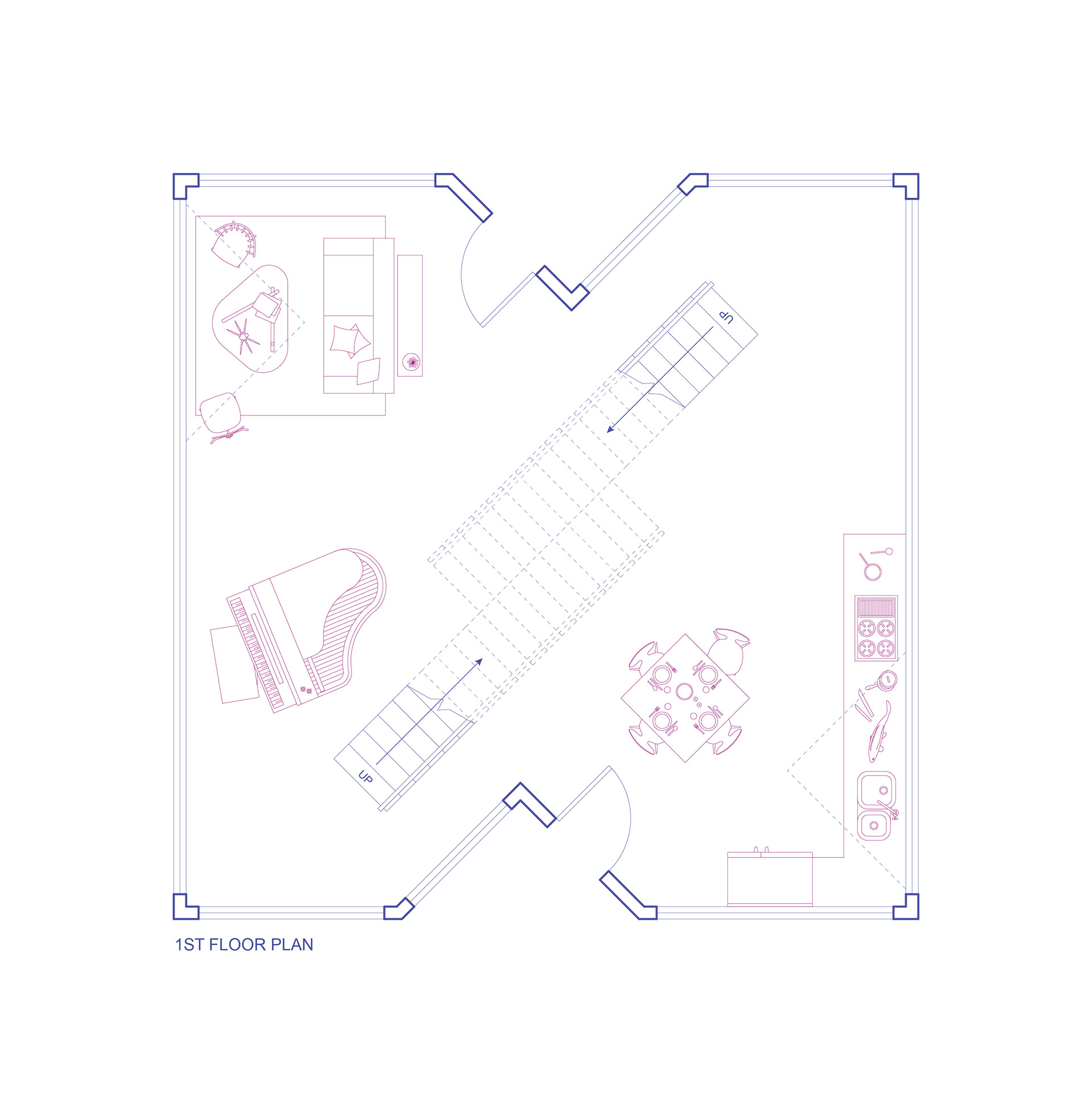 1st Floor Plan (Shared Space Living +Dining)