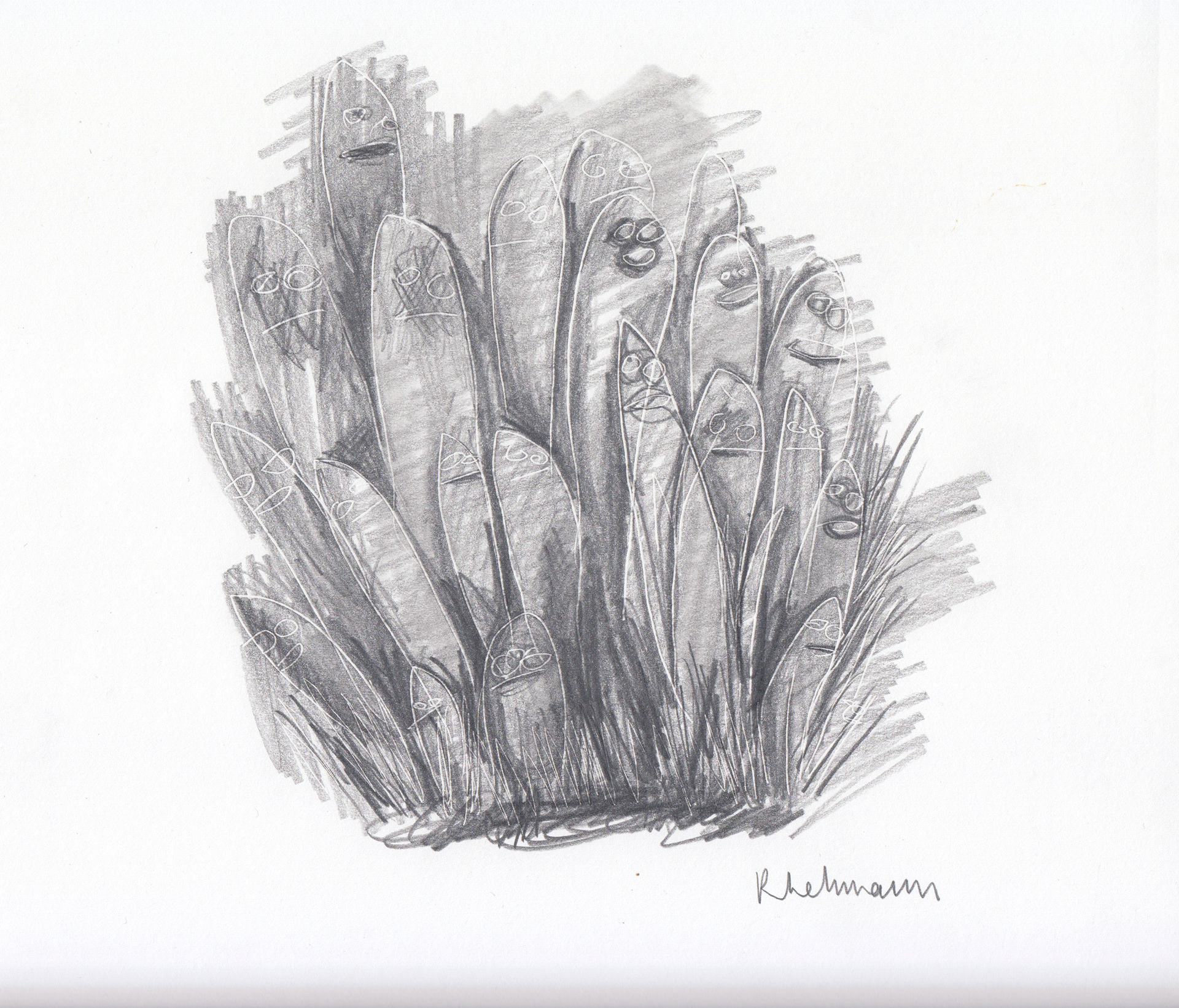 Fungus people - 2017, Pencil, 24 x 25cm