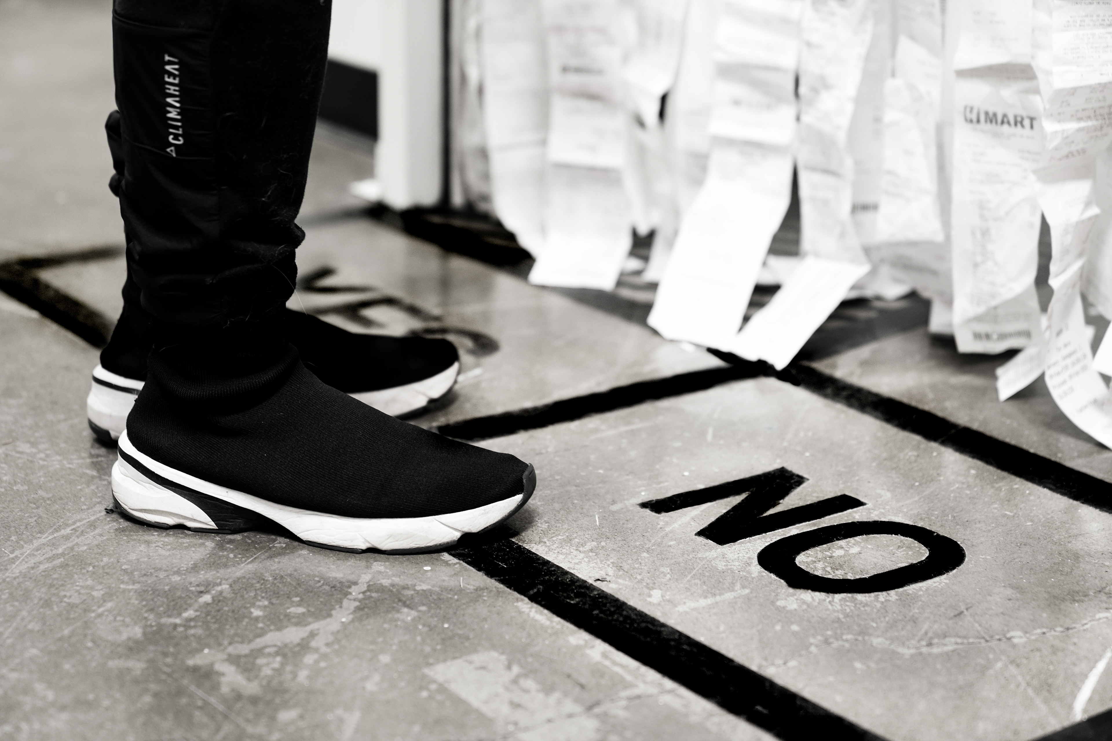 Walking in front of the installation
