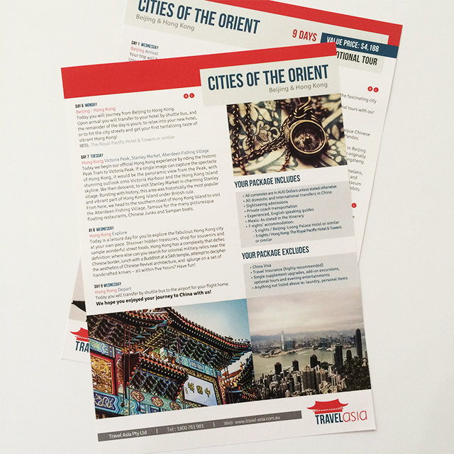 Travel Asia: itinery publication design + copywriting, 2017