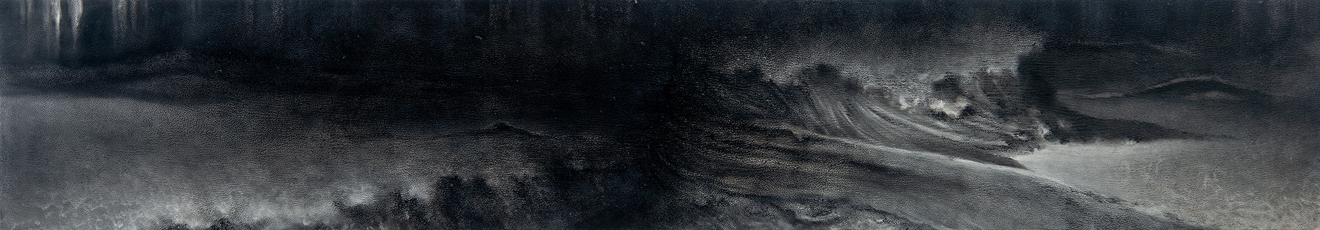 30 cm x 170 cm, fusain et huile sur plaque d'aluminium apprêtée, 2019