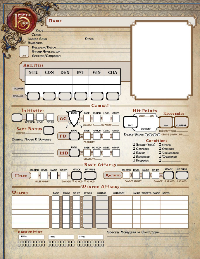 Talon Dunning - Character Sheet Archive