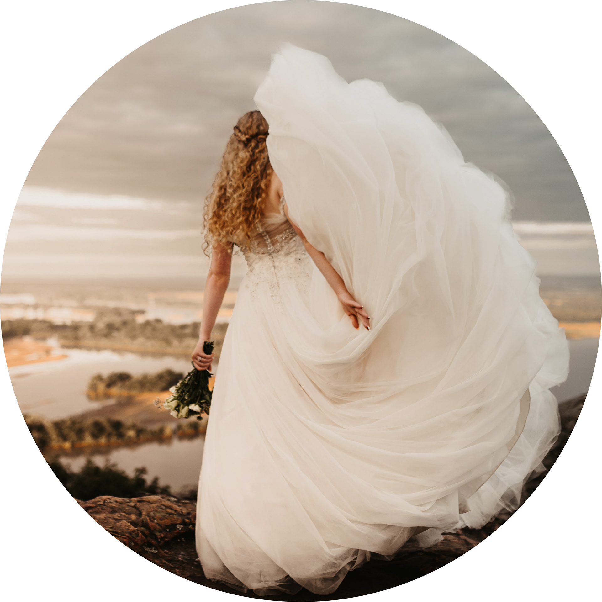 mountain side sunset bridal session
