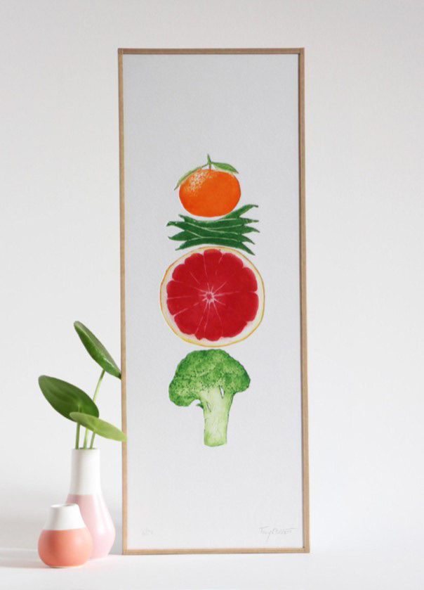 Gravure eau-forte 'Collection Fruits & légumes' - 14,5 x 39 cm - 80€