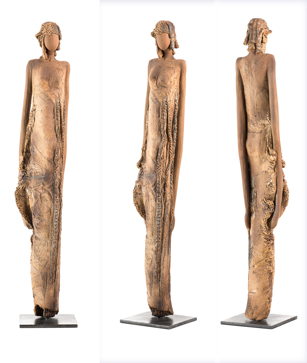 Sculpture 'Kora' - Grès roux - 960€ (75 x 14 x14cm)