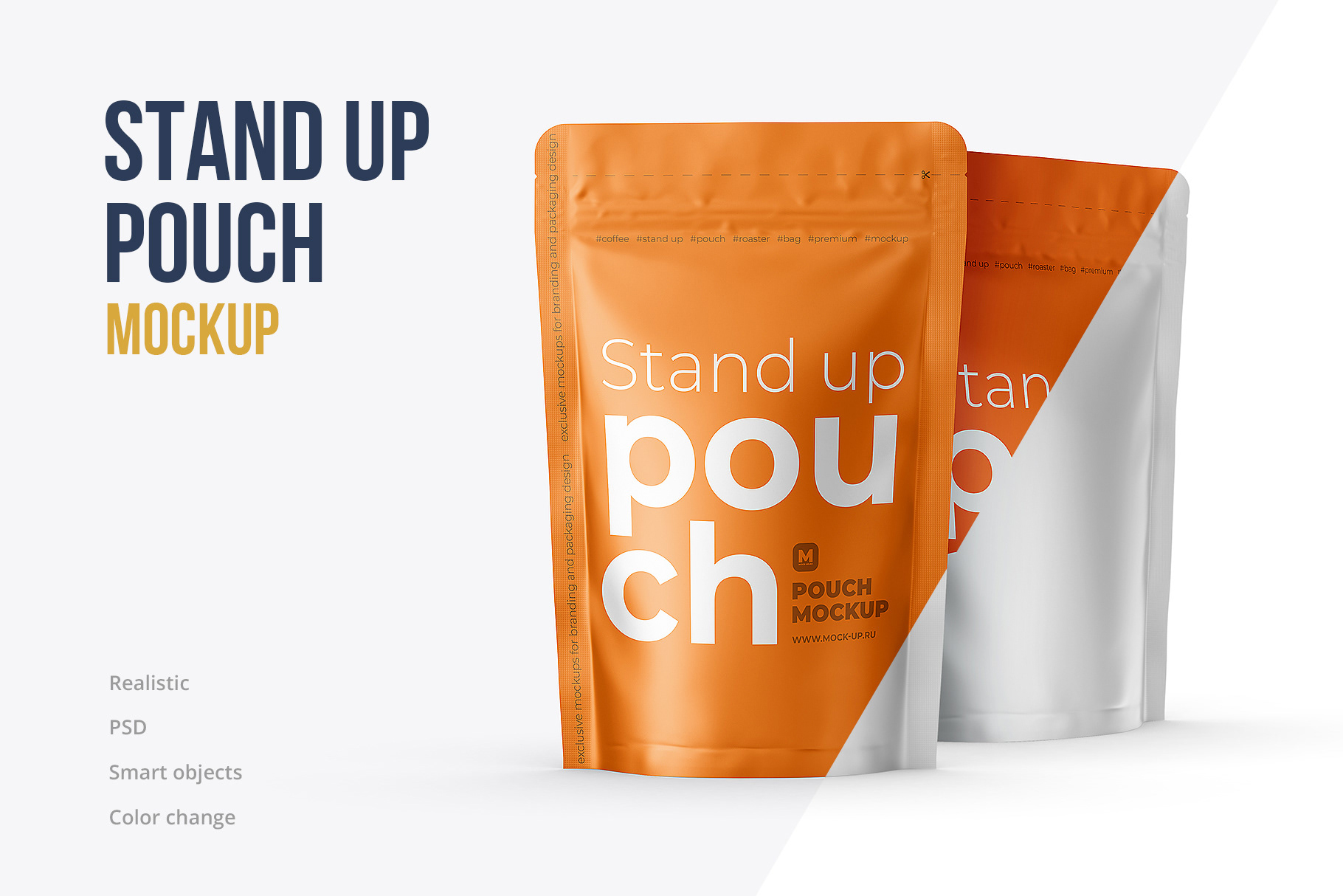 Download Exclusive Product Mockups - Stand-up Pouch Mockup front and side view