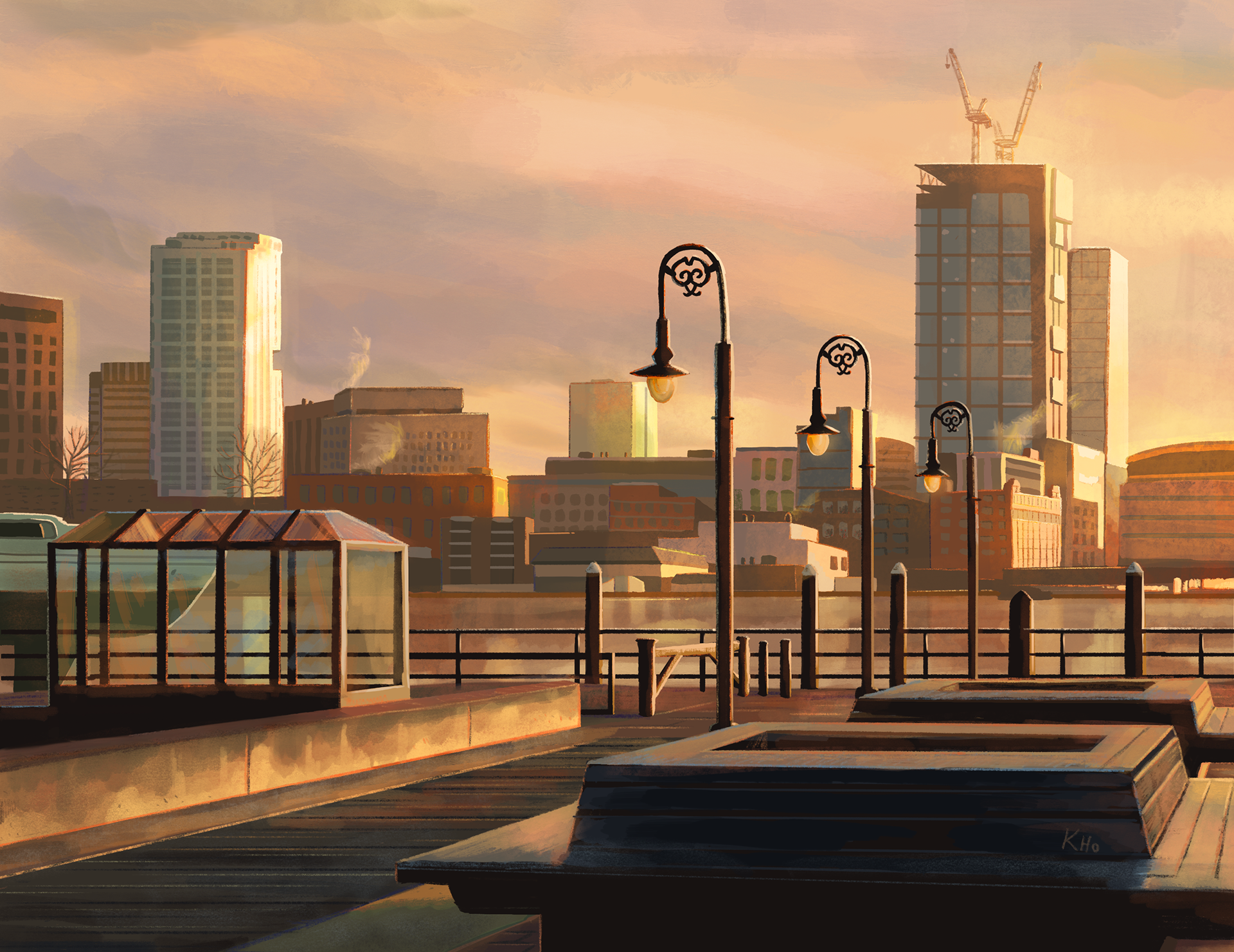 "Sunset Harbor" Procreate 2020