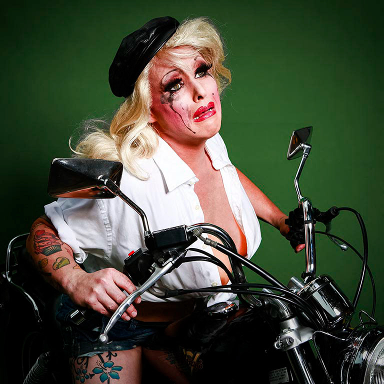 A character portrait featuring Sydney drag queen and reality tv star Maxi Shield, as shot in the Markham Images studio in 2010 and finished by Markham Lane.