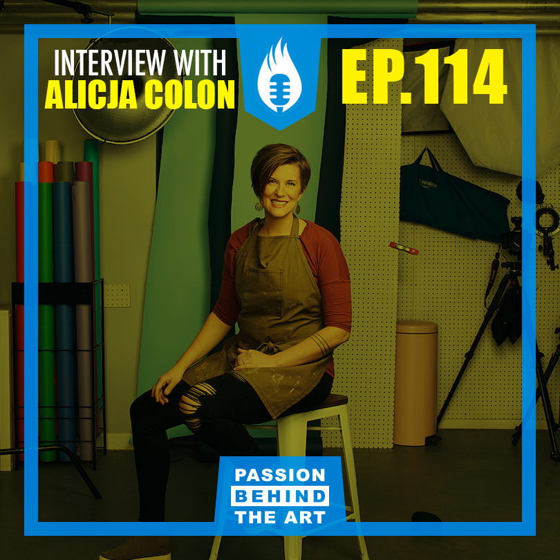 Passion Behind the Art show Cover image of episode 114. Interview with alicja colon of thrice studio.