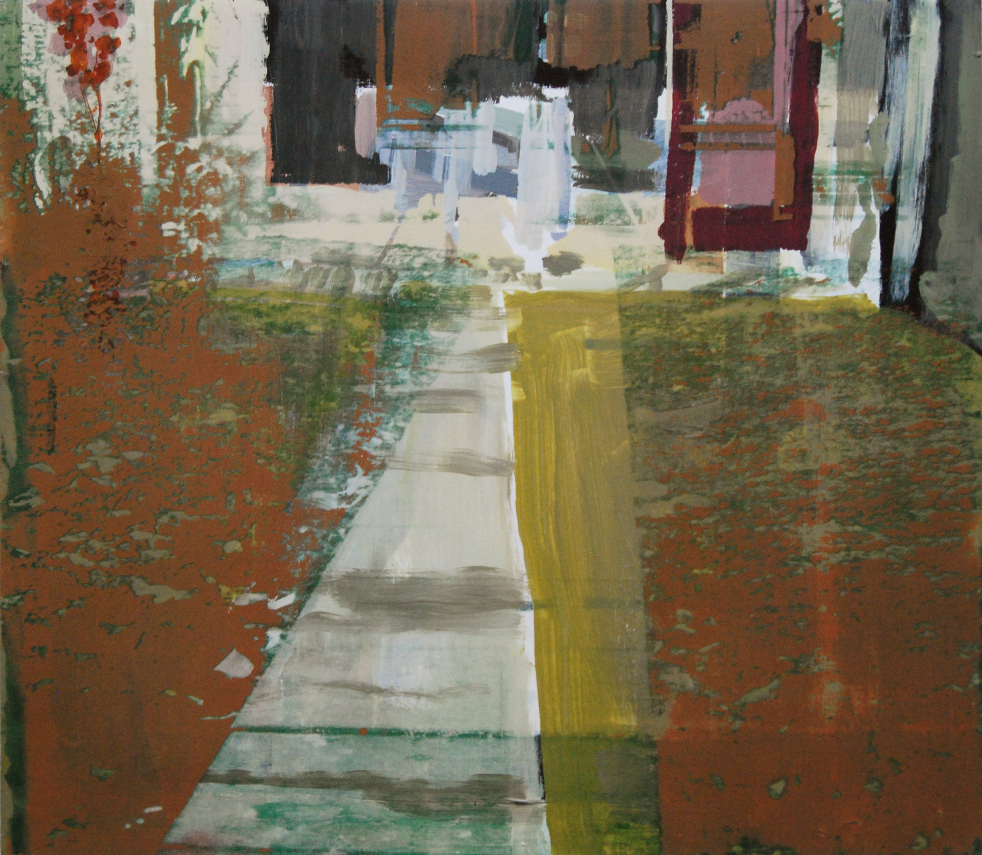 TUINPAD - acryl en zeefdruk op hout - € 80,00