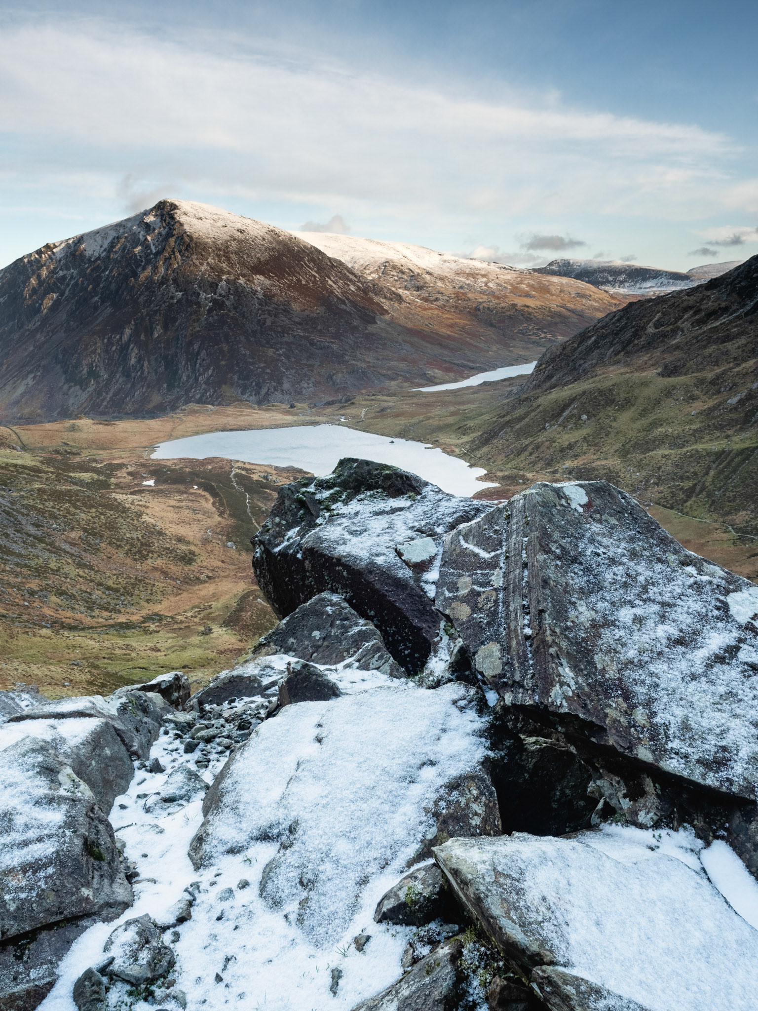 Devils Kitchen and Cwm Idwal in winter