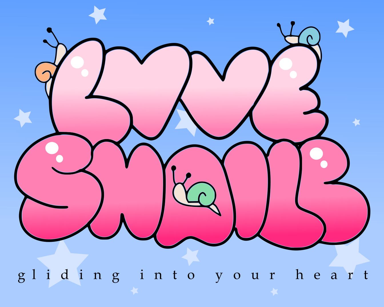 Bubbly Love Snails logo with 3 differently colored snails.