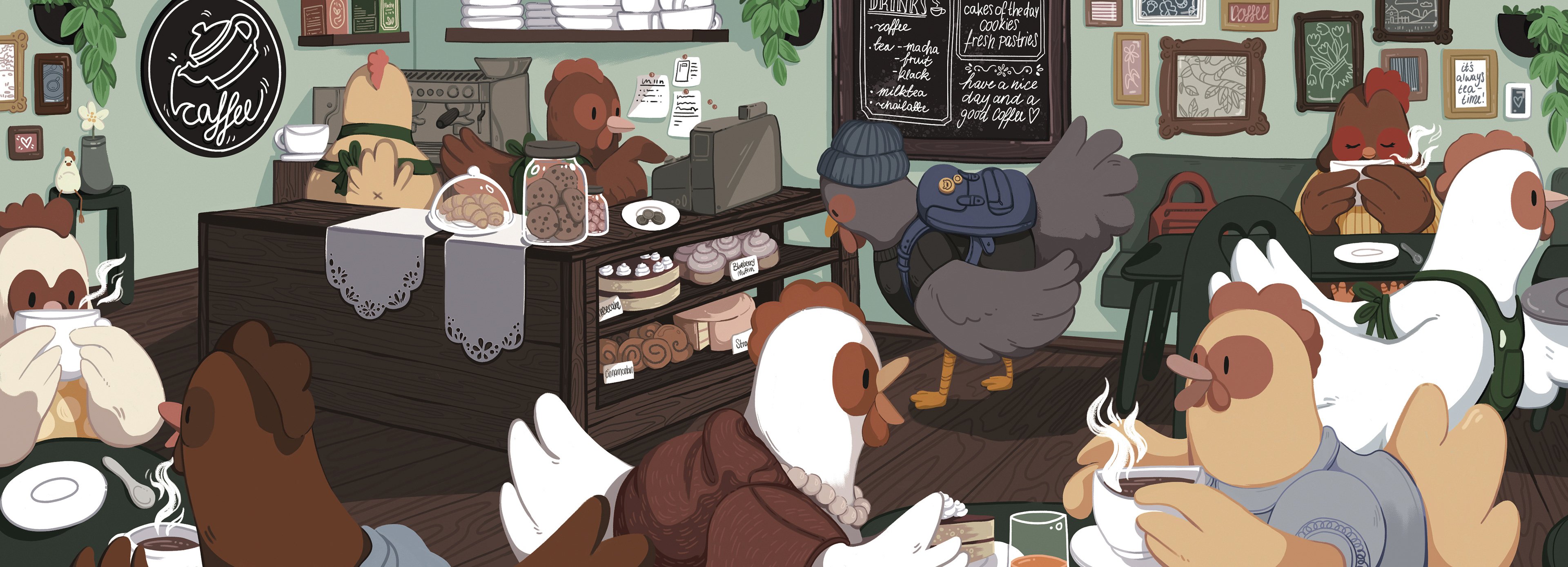 Eine Illustrationfür das "Chicken Zine" ein Charity Zine über und für Hühner