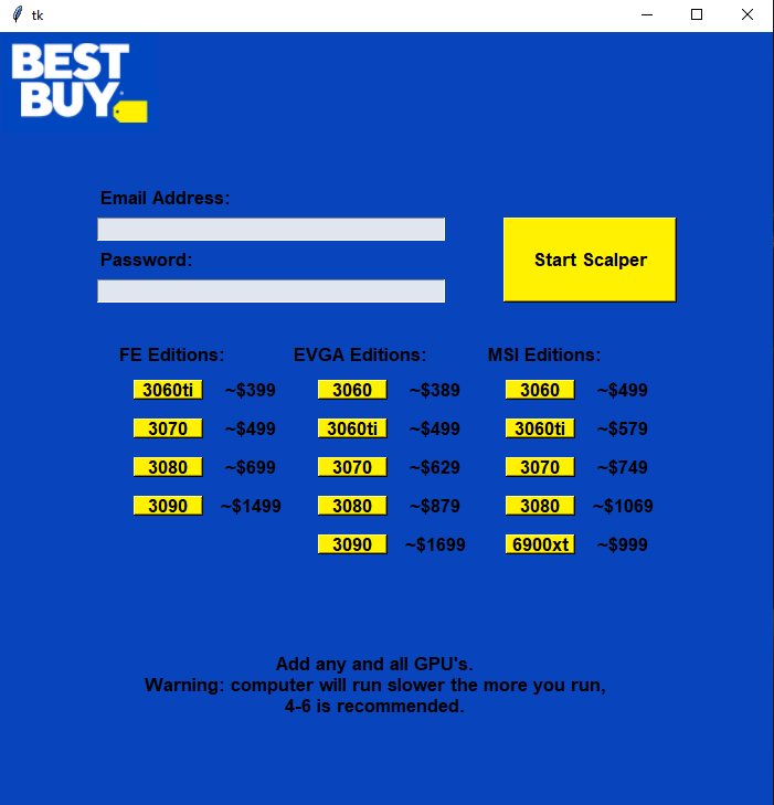A custom GUI I made using tkinter