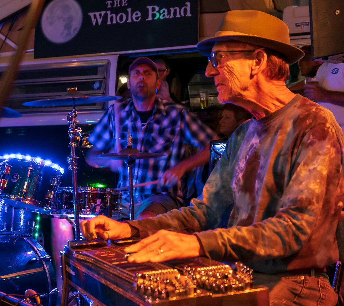 Drummer and Slide Guitar Player Jammin' with The Whole Band