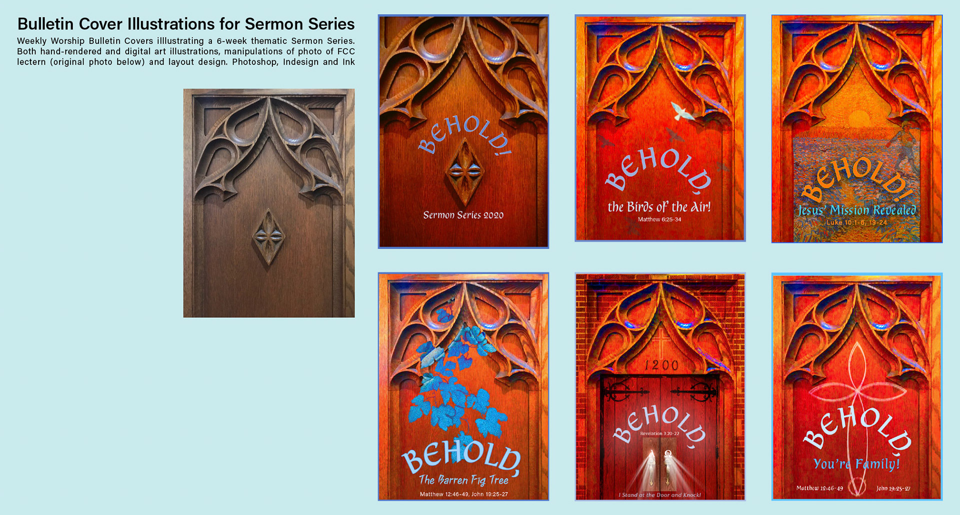 Art and design of one of numerous Worship Bulletins for Sermon Series