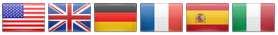 The national flags of the U S A, Great Britain, Germany, France, Spain, and Italy