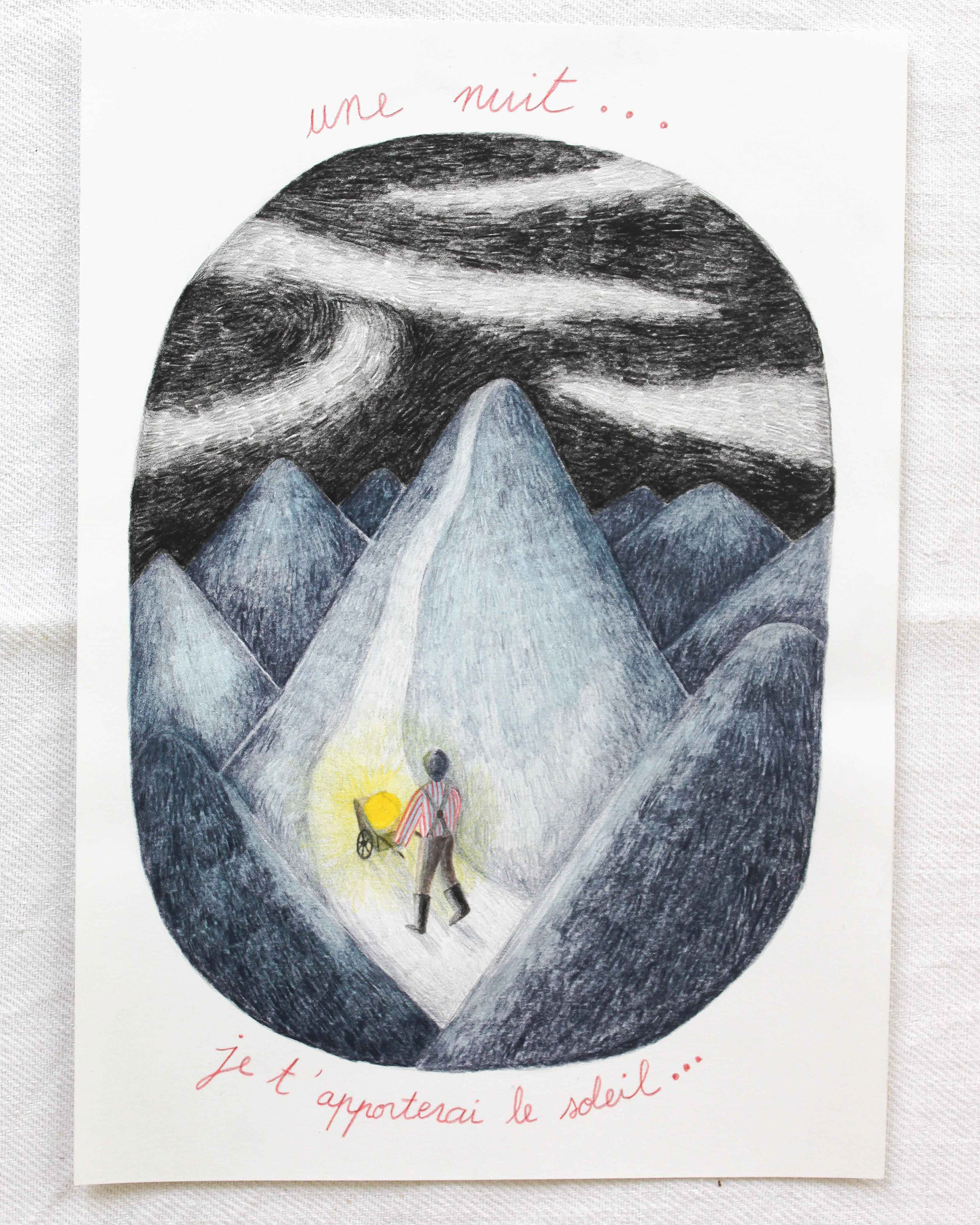Une nuit, 21 x 29,7 cm, papier 180 g, crayons // 80 €