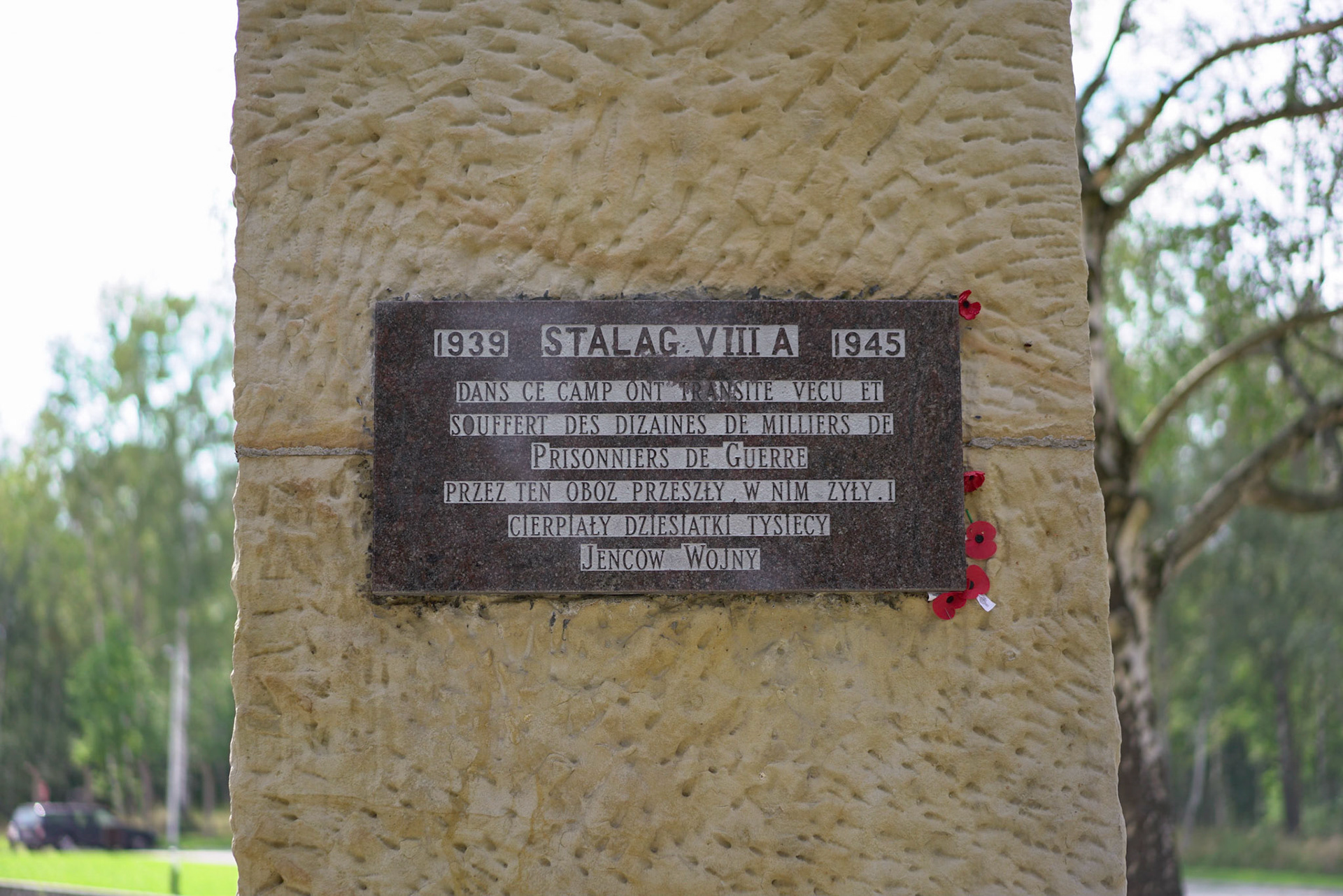A memorial plaque at Stalag VIII-A