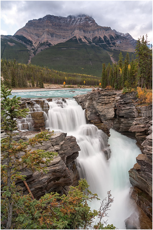 Athabasca Falls & Mt Kerkeslin, Icefields Parkway, Jasper NP