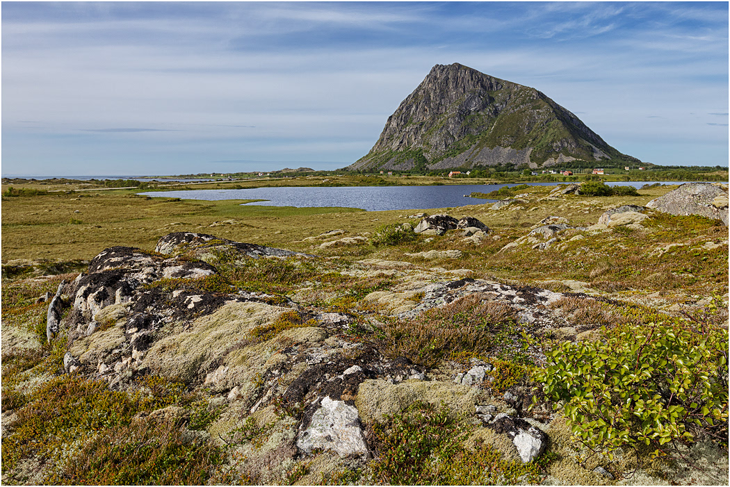 Hoven Peak from Jordendsvatnet Lake, Gimsoya, Norway