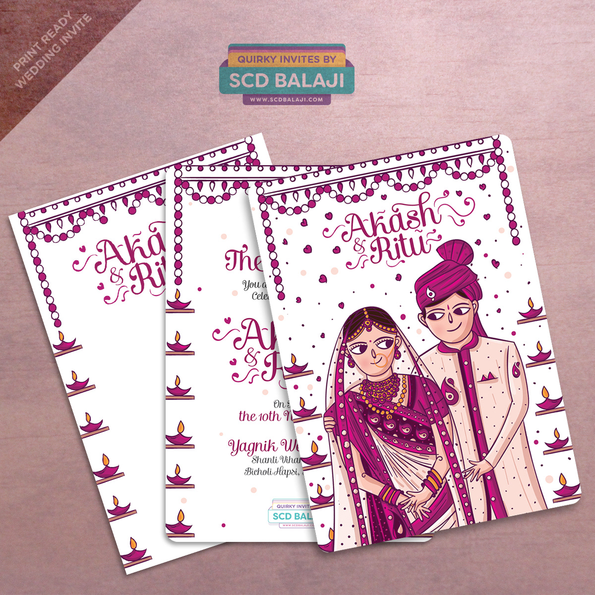 Quirky Indian Wedding Invitations - Gujarati Wedding