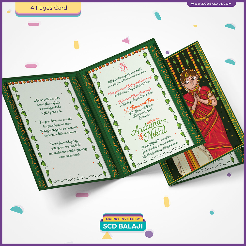 Quirky Indian Wedding Invitations Contemporary Tamil Brahmin