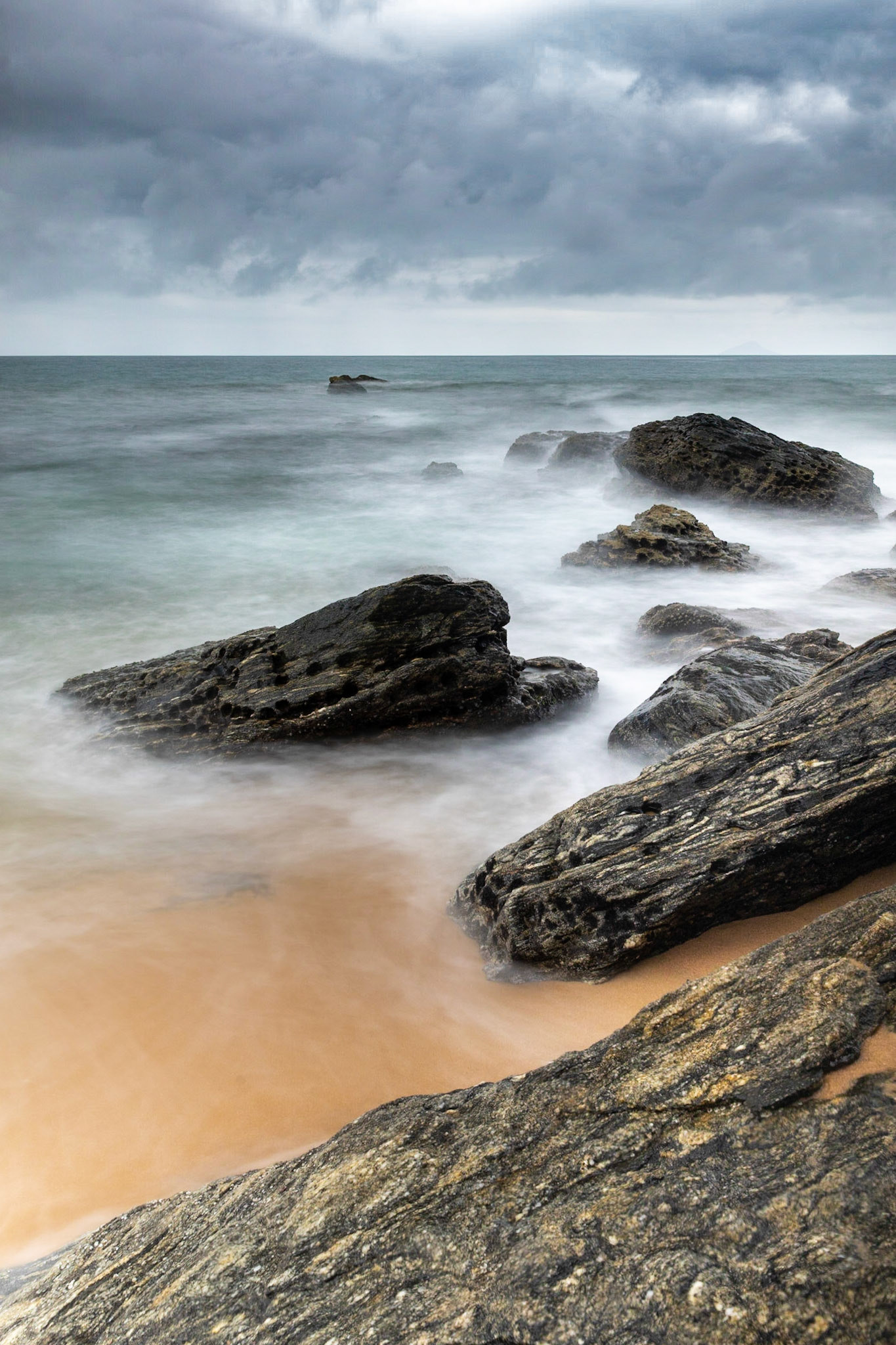 As ondas sob o tempo.