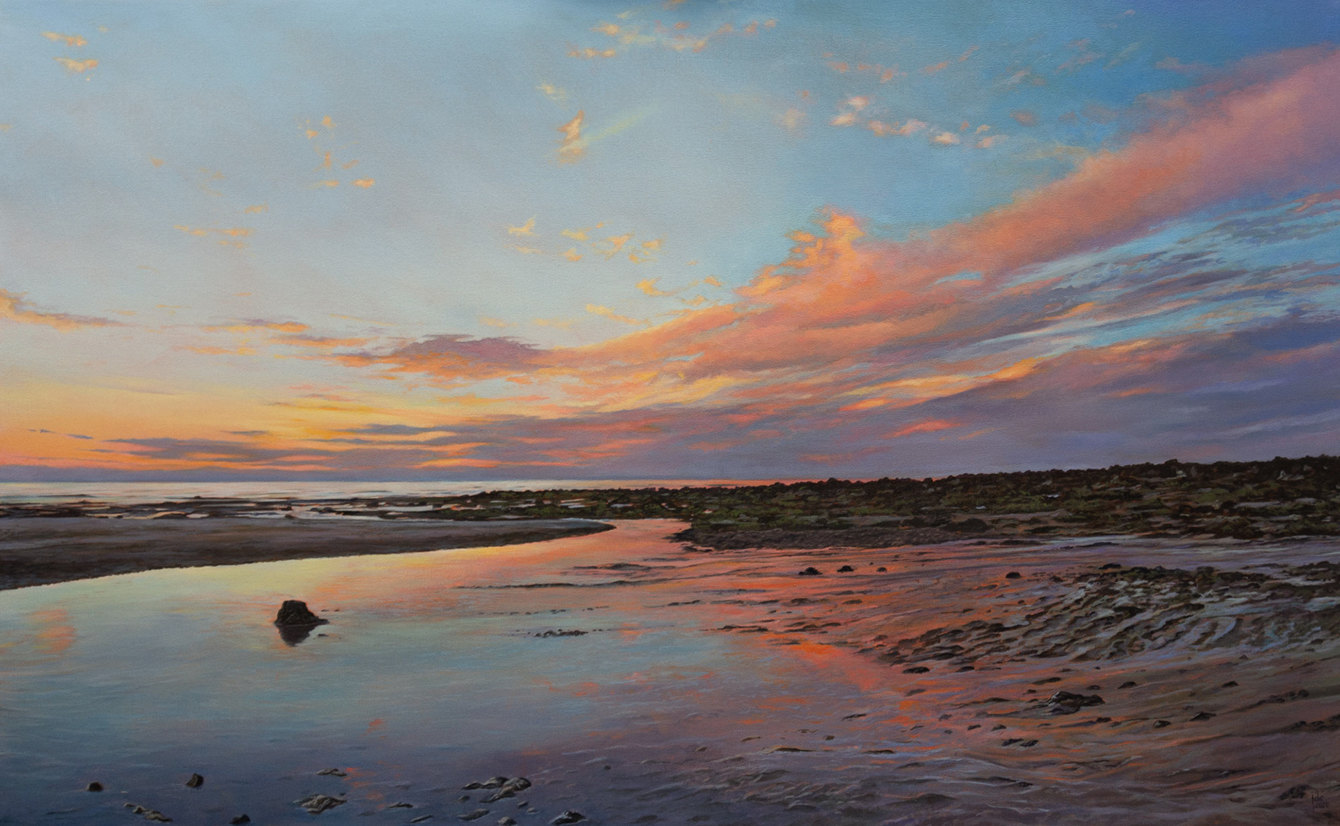 Sunset in Ault - Oil on canvas - 120 x 74 cm