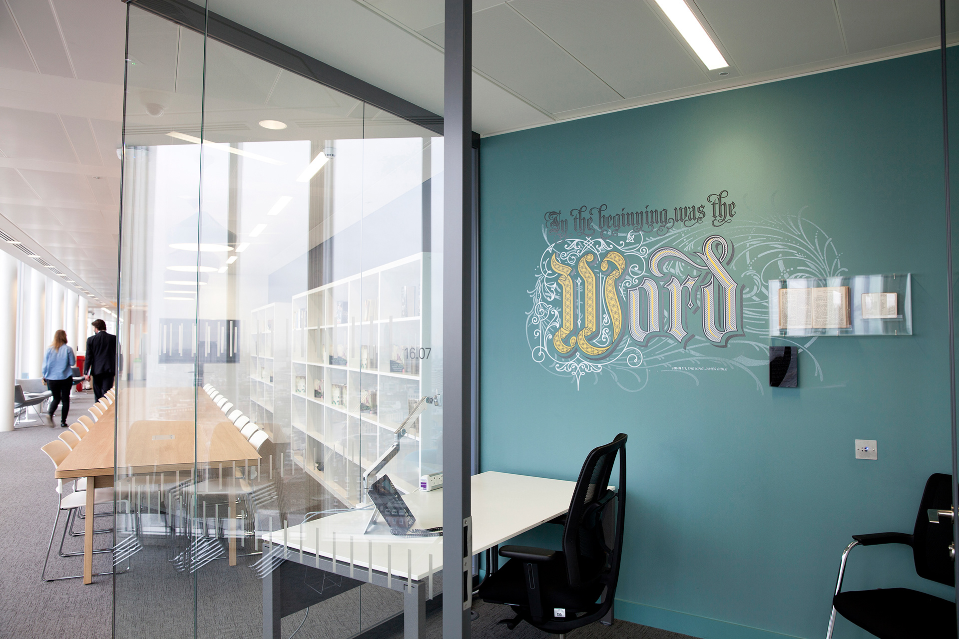 harper collins office typographic vector lettering mural bible