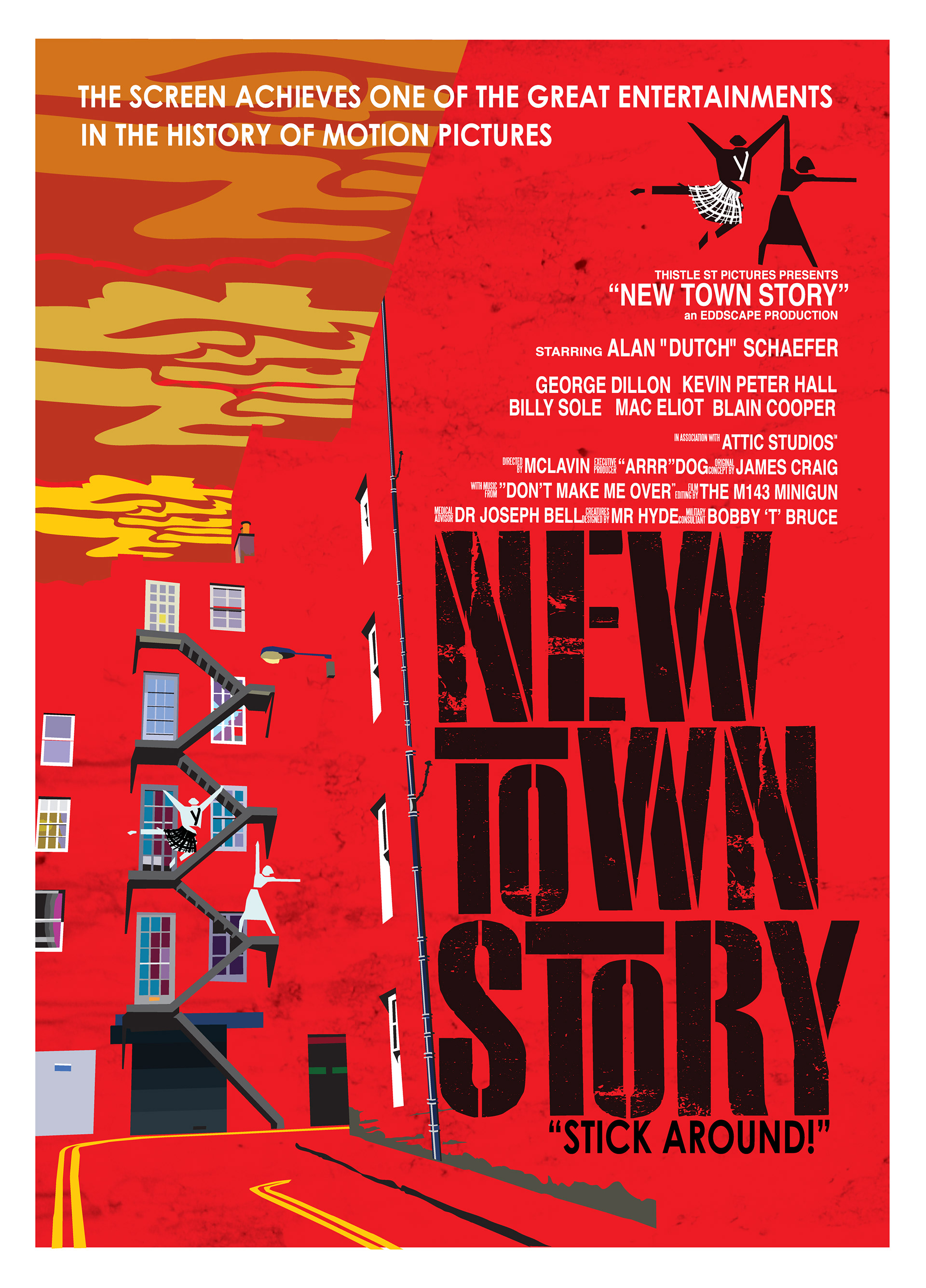 New Town Story - New Town, Edinburgh, Edinburgh, Scotland, Movie Poster Art, Giclee Print, Wall Art, made up movies, pop culture, local history, landmarks, West Side Story