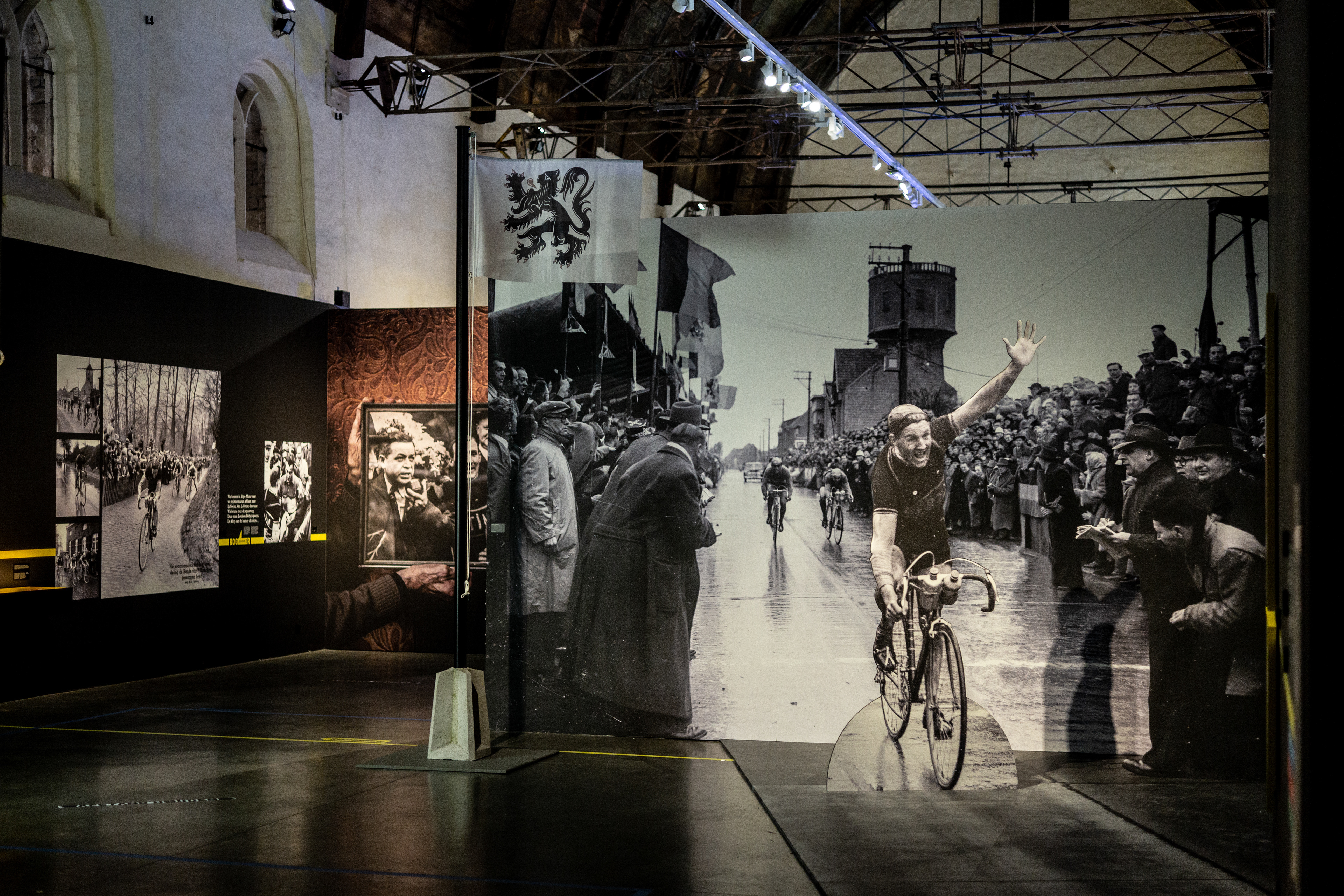 The exhibition starts with an evocation of his biggest win