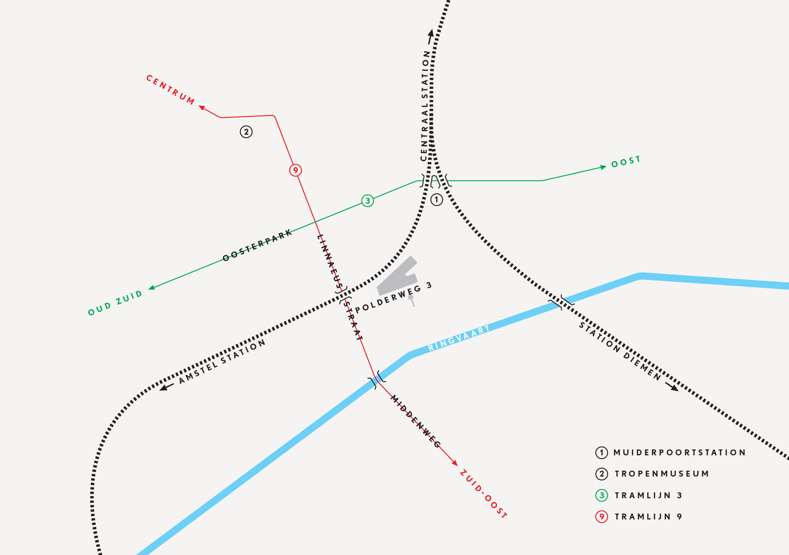 Direction map of Montessori College Oost