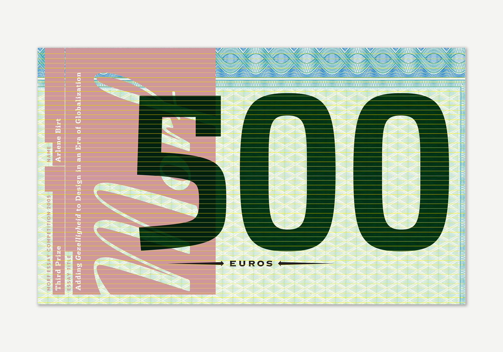 Award check of 500 euros, front