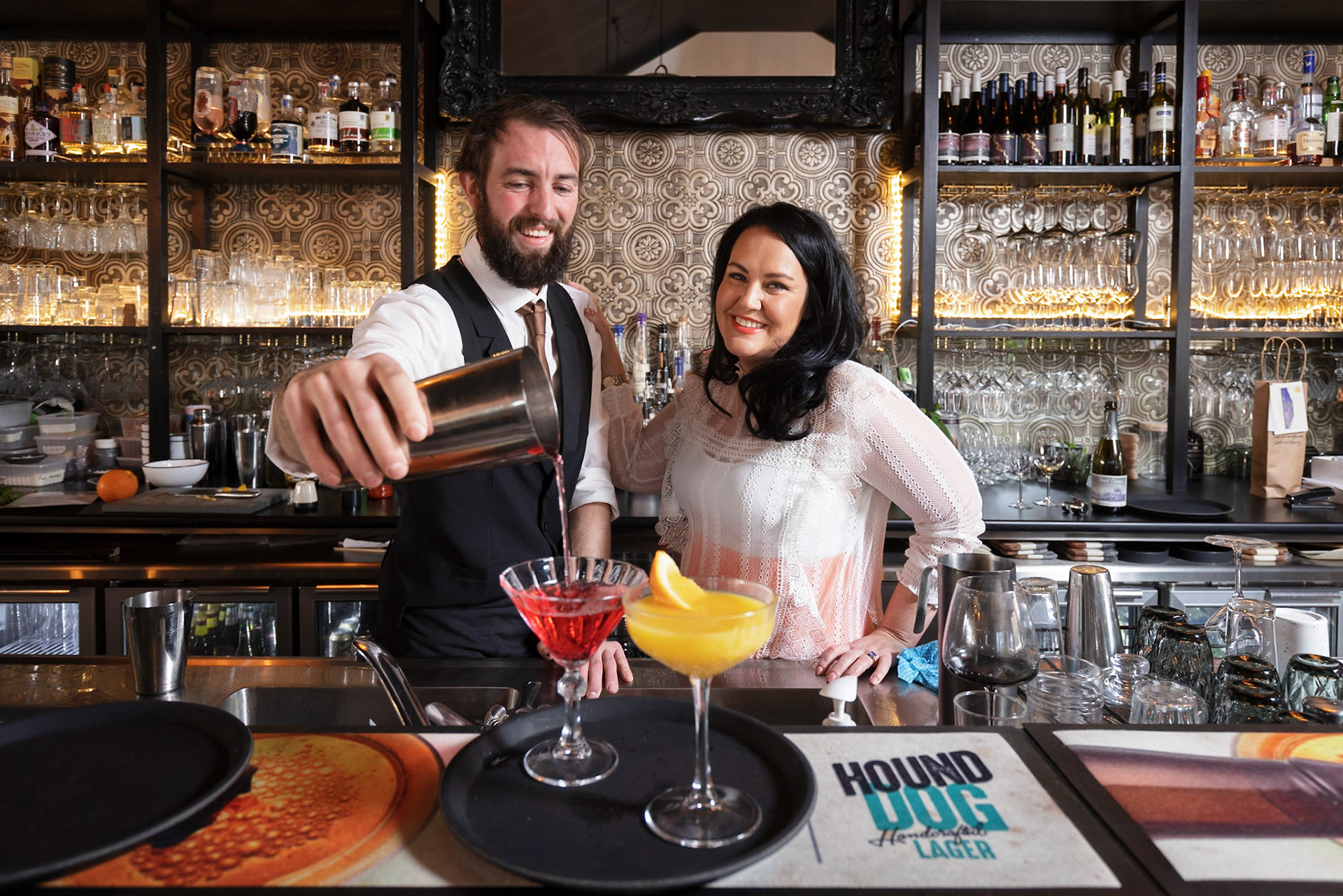 Karen Burbury, managing director of Rupert &amp; Hound restaurant in Launceston.Photographed with Bar &amp; restaurant supervisor Tate Jacob.5/8/2021