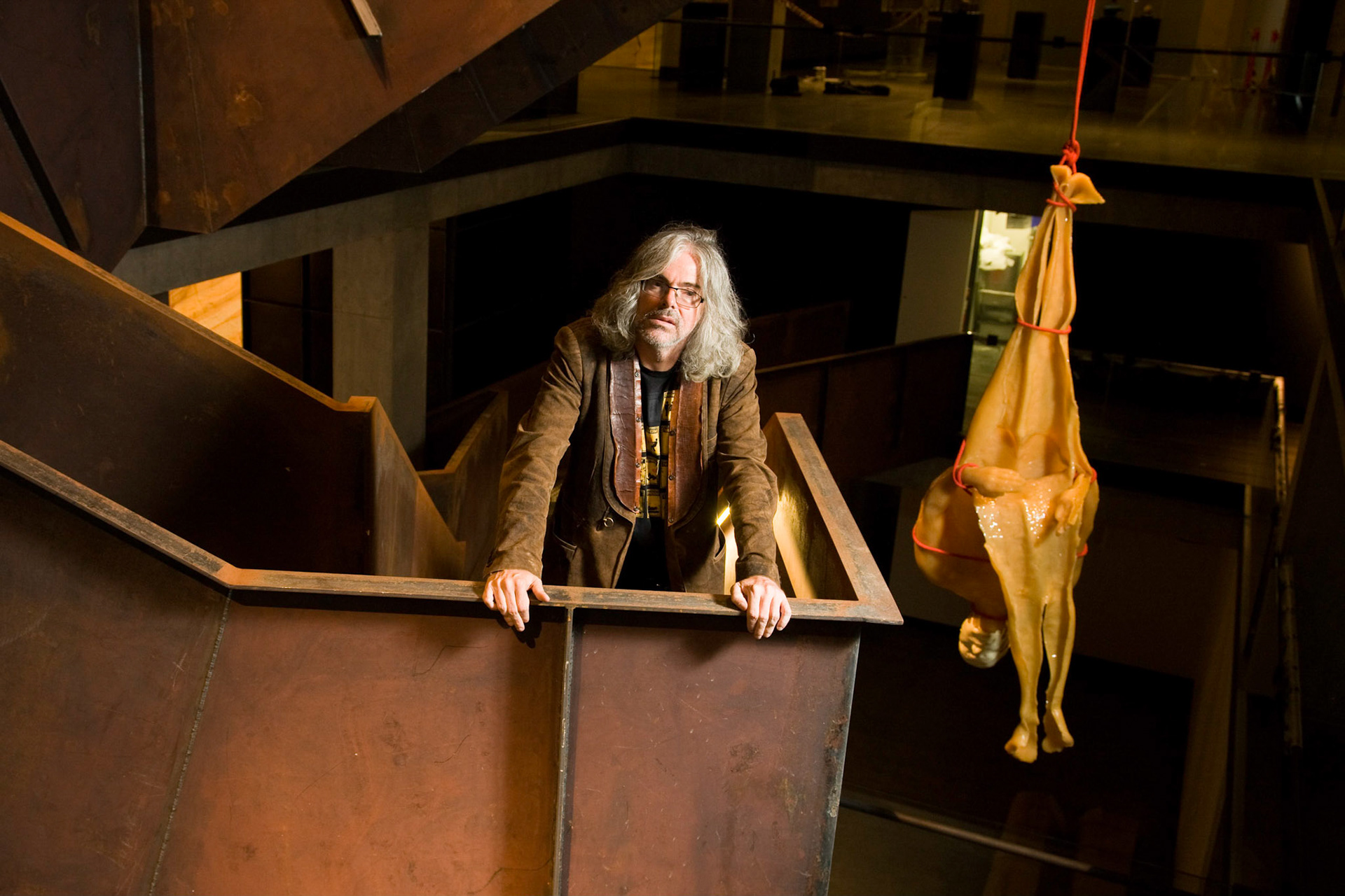 David Walsh at the Museum of Old and New Art (MONA)  with ‘No Visible Means of Escape’ (1996) by Marc Quinn Mon 10th Jan 2011Picture by Peter Mathew