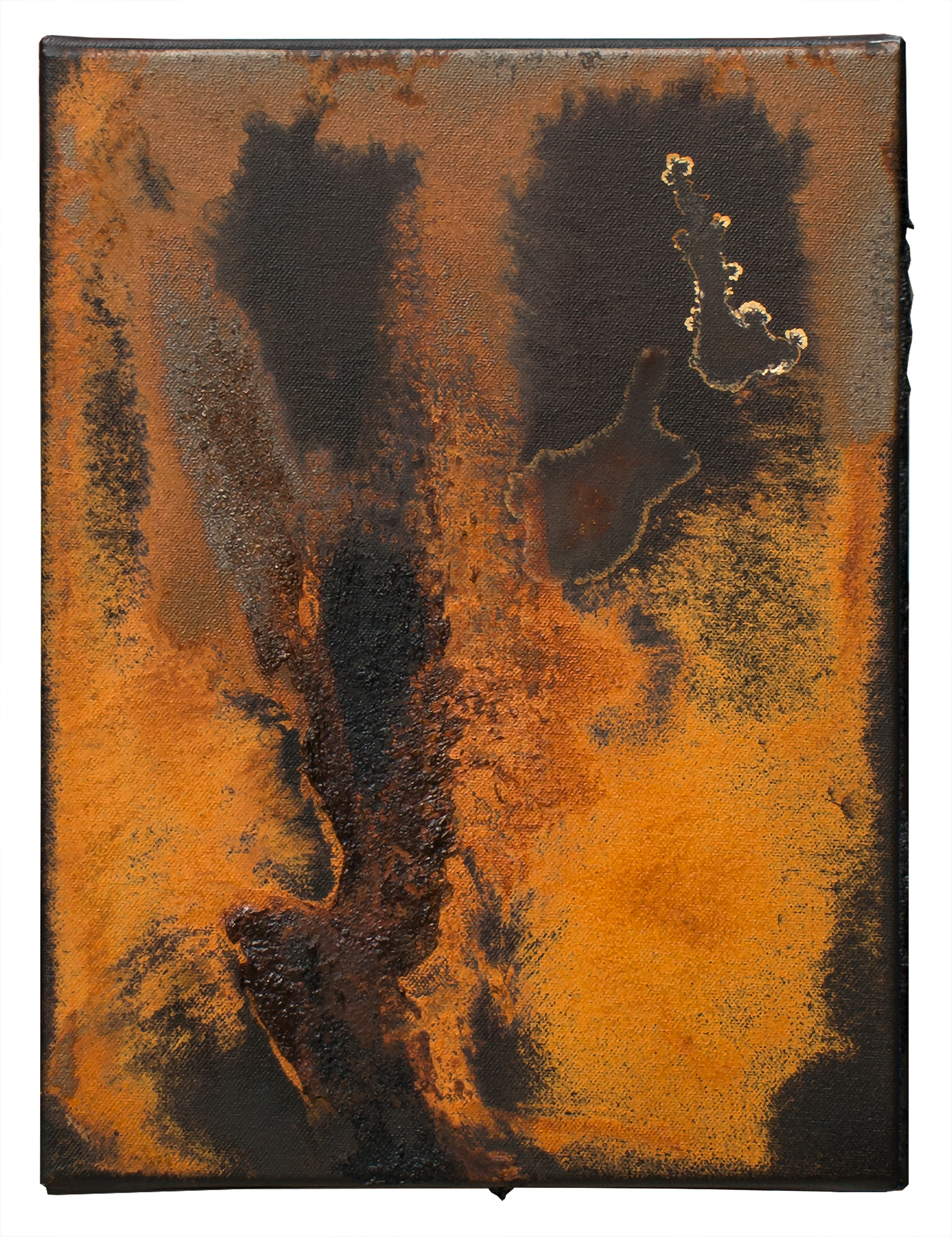 Tailings Pond 13 - 40 x 30 cm - 2018 - emulsion paint, bitumen, iron, iron oxide, acid and synthetic resin on canvas