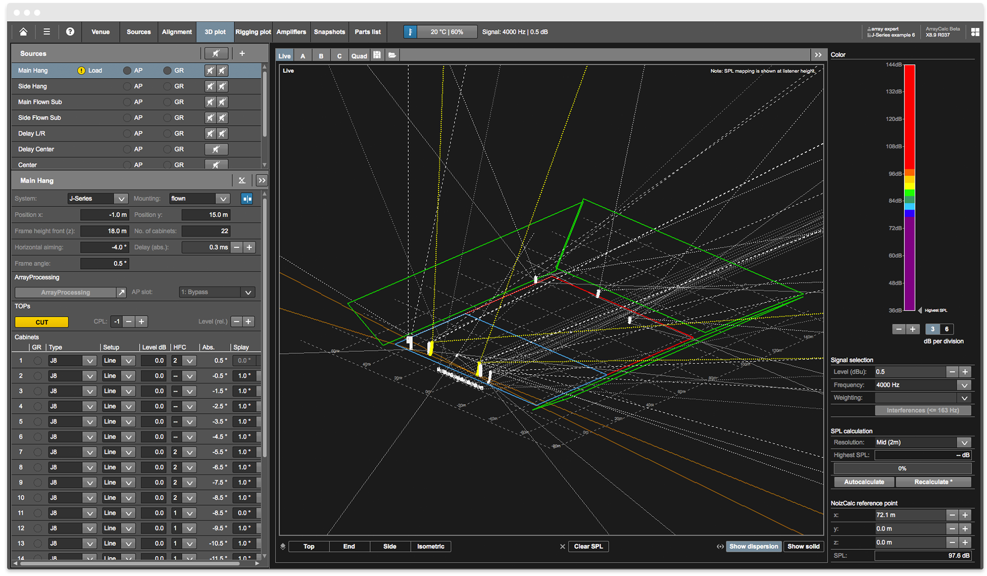 ArrayCalc 3D plot Screen Live View