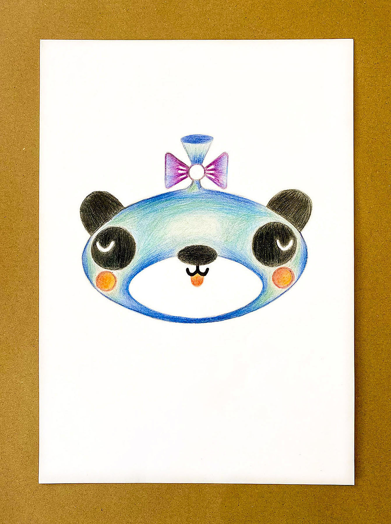 Female Panda Drawing, graphite and coloured pencils on Bristol pad paper, 29.7 x 21 cm, 2020.