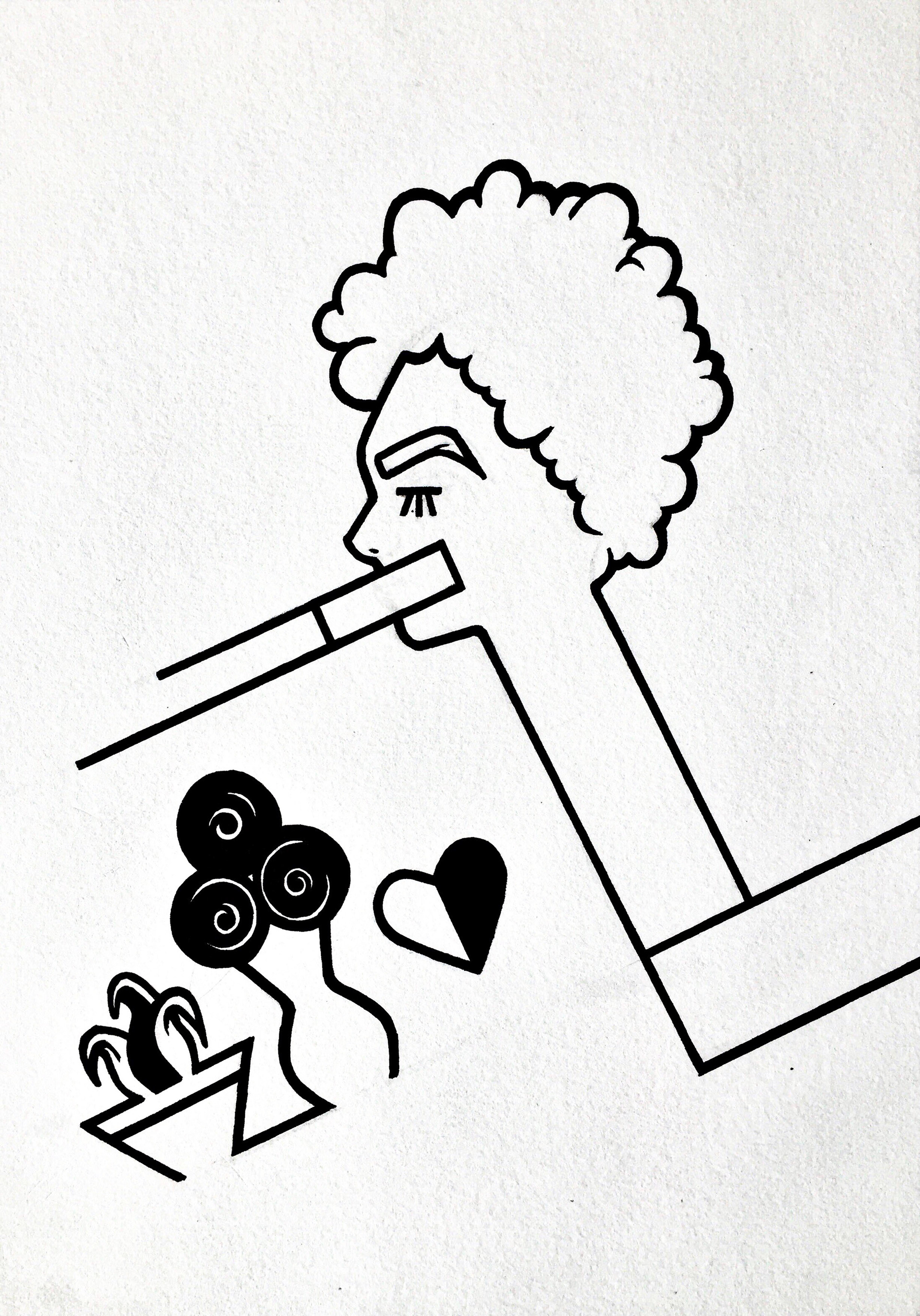 Lounge, marker pen on card paper, 11.69 x 8.27 inches, 2019
