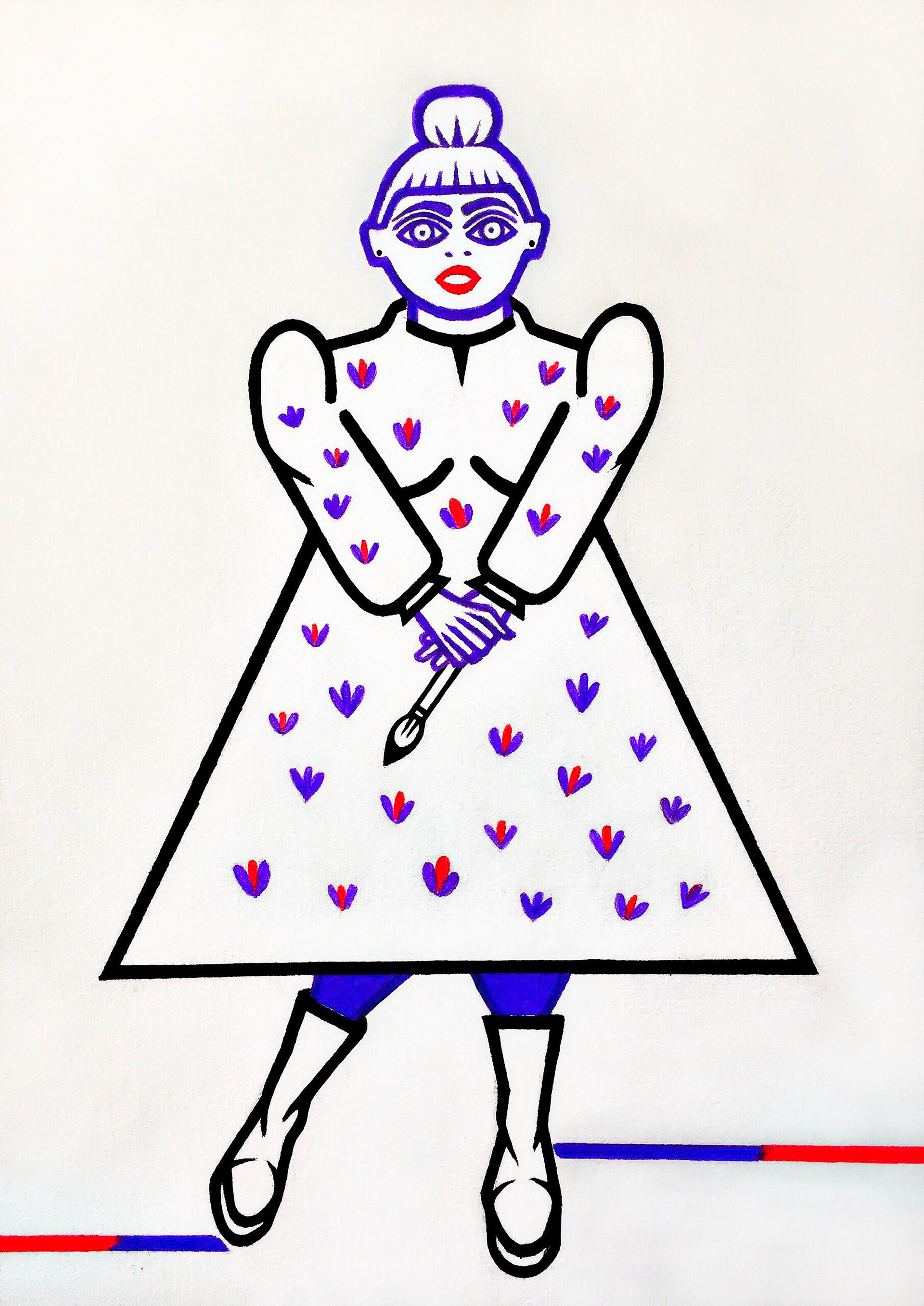 Artist, marker pen and coloured felts on card paper, 11.69 x 8.27 inches, 2019