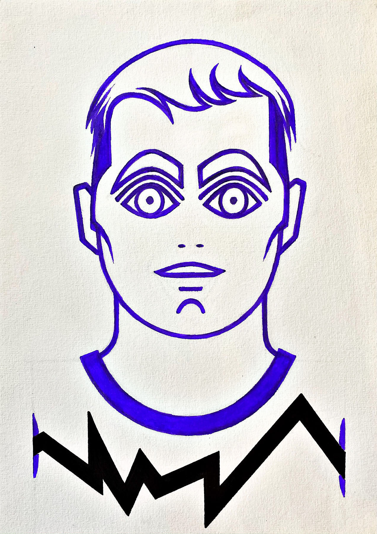 Looking At You, marker pen and coloured felts on card paper, 29.7 x 21 cm, 2019.
