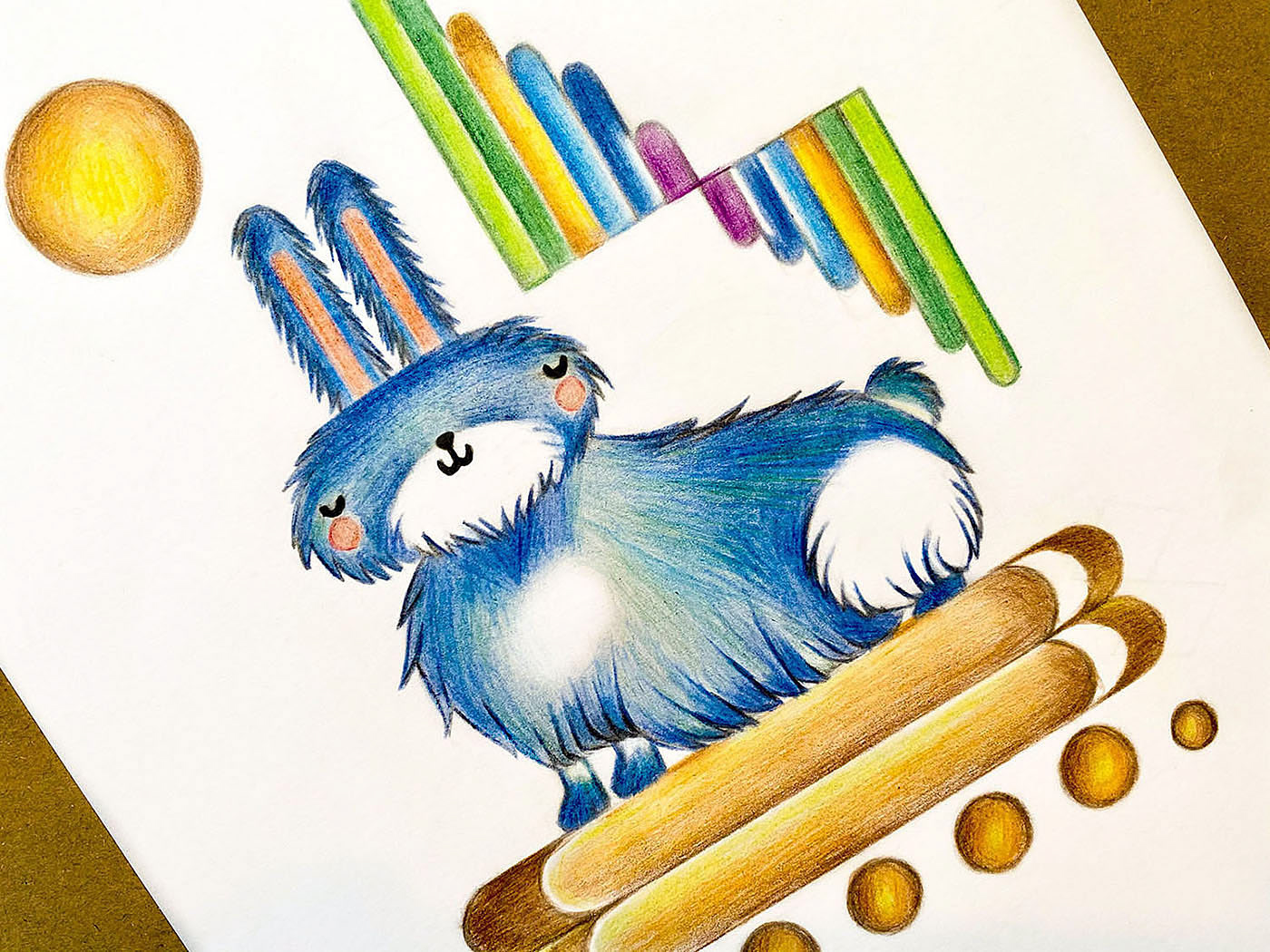 Rabbit Drawing, close up detail on paper.