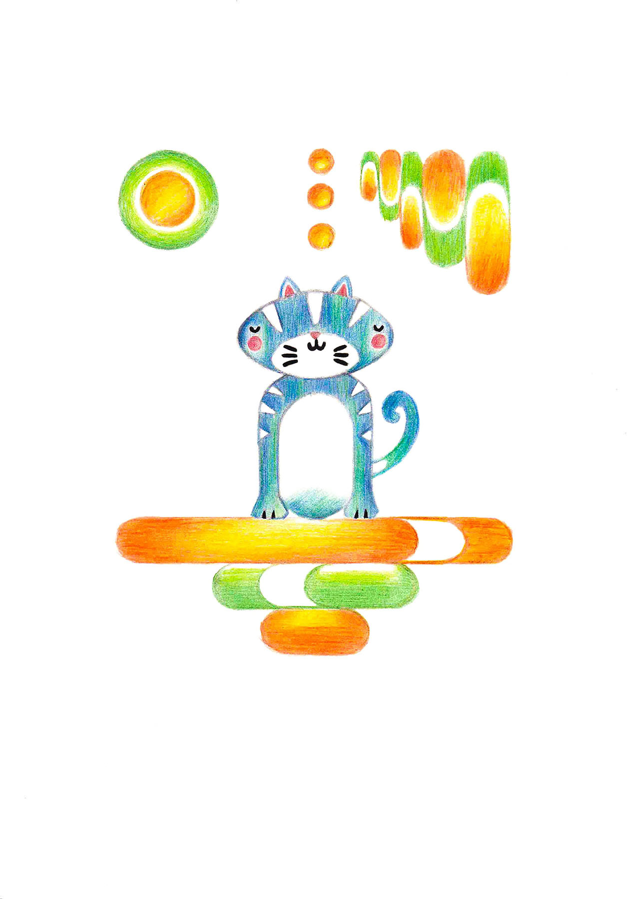 Blue Kitten Drawing (Digital Version), rendered on Adobe Photoshop, 2020.