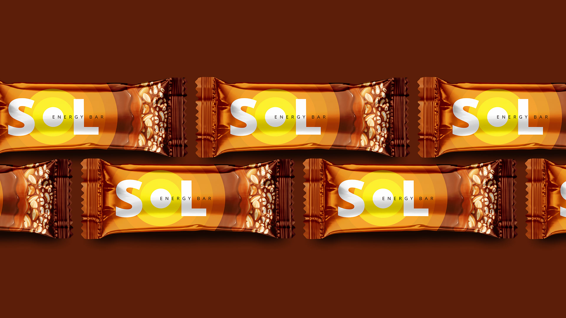 Несколько упаковок энергетического батончика Sol