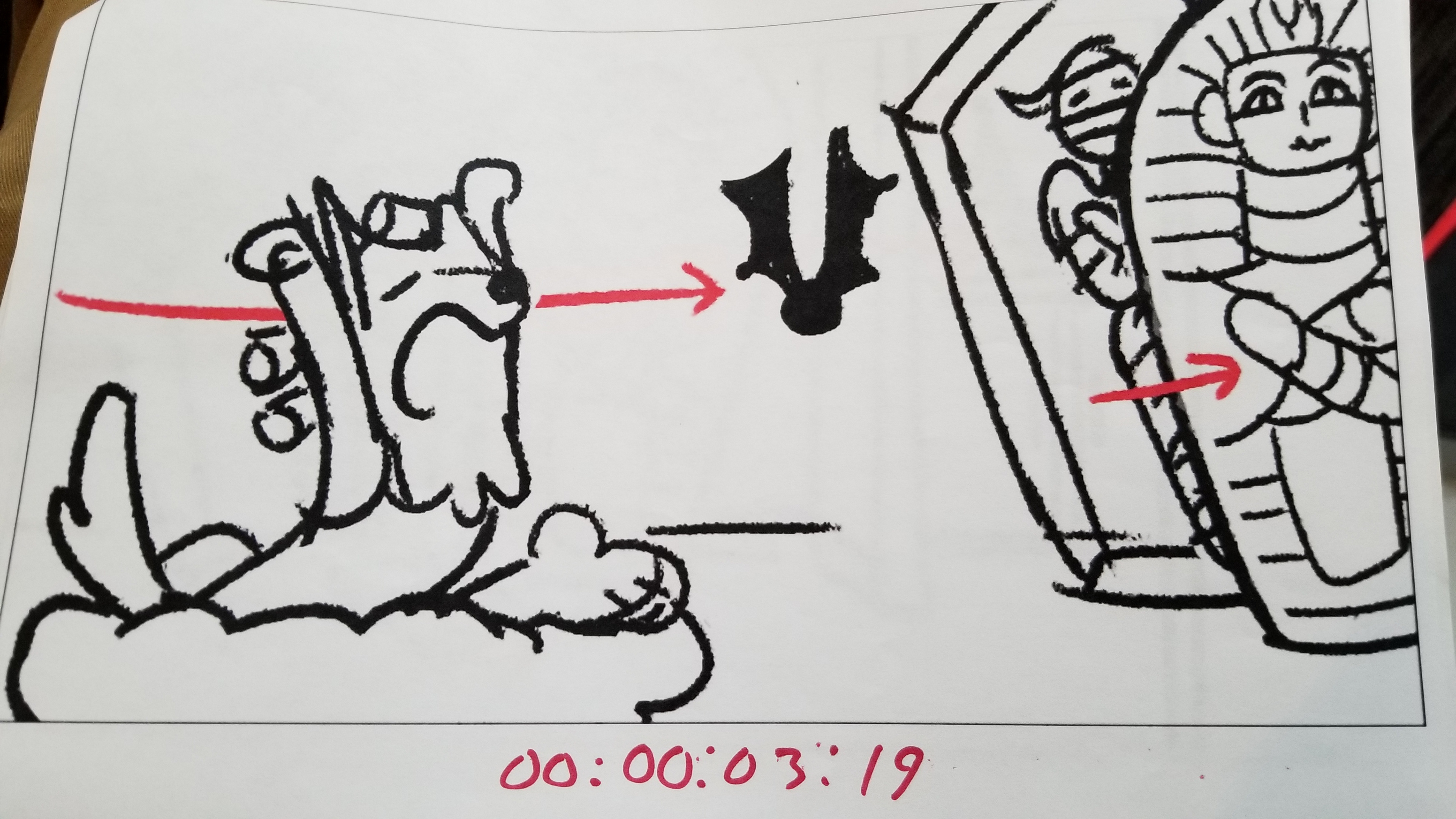 We used our story boards for frame references and made sure the timing was right, down to the frame.